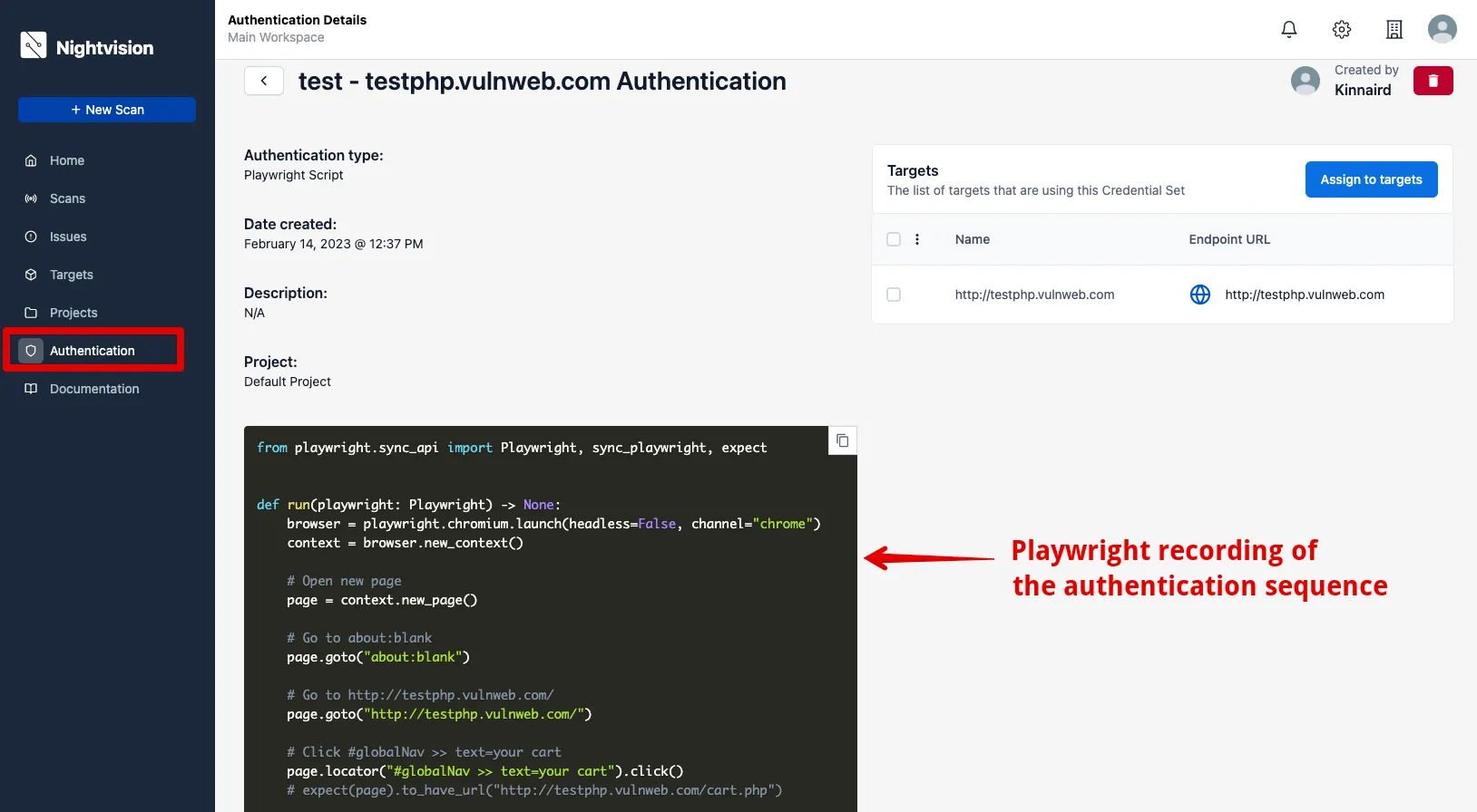 Our authentication scripts enable NightVision to evaluate your application's endpoints located behind authentication or login pages