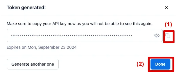 Copy the API token.