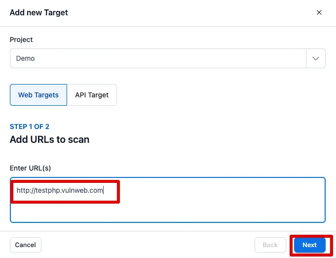 Add a URL for each new target you want to create.