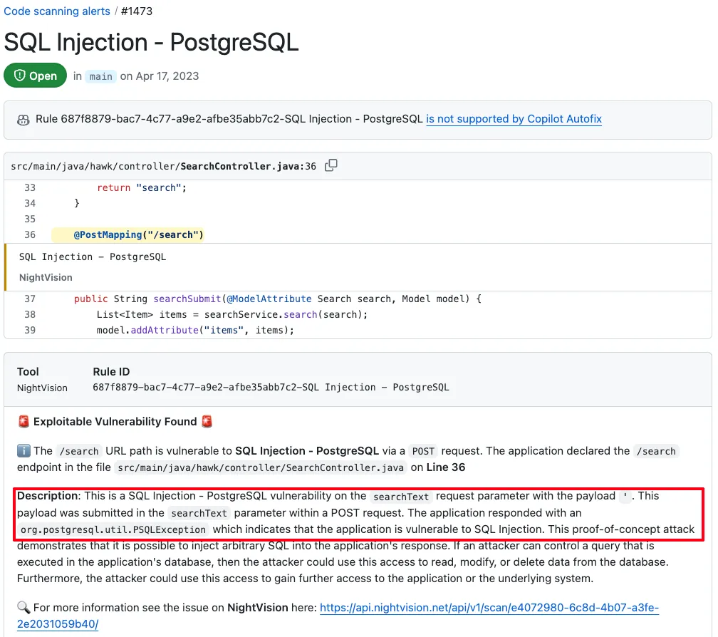 Surfacing exploitable vulnerabilities in GitHub Security Alerts - right in the developer's workflow.