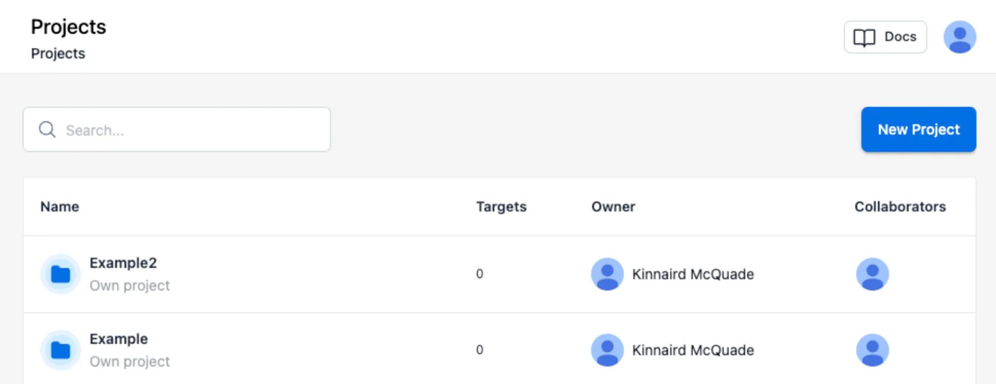 Select from the list of projects.